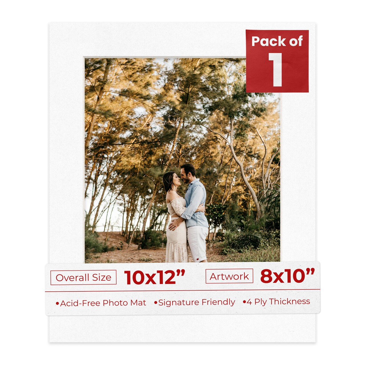 White with Black Core Mat Board for 10x12 Frames - Fits 8x10 Photos